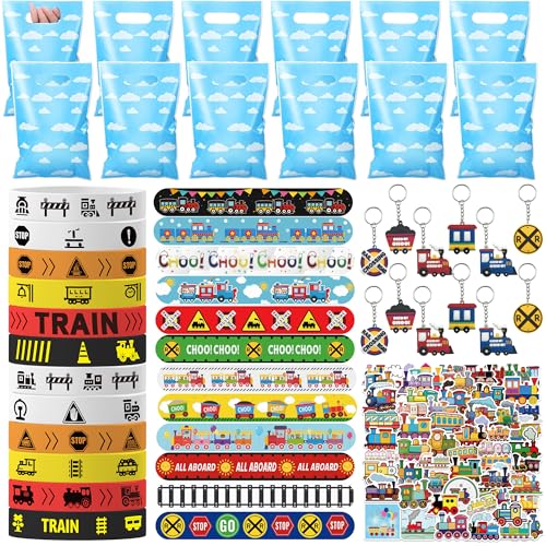 Runyuzi Zug Party Mitgebsel Kindergeburtstag - Zug Thema Partygeschenke mit Schnapparmband Schlüsselanhänger, Train Aufkleber Armbändern und Geschenktüten für Eisenbahn Geburtstags Jungen Mädchen Runyuzi Zug Party Mitgebsel Kindergeburtstag - Zug Thema Partygeschenke mit Schnapparmband Schlüsselanhänger, Train Aufkleber Armbändern und Geschenktüten für Eisenbahn Geburtstags Jungen Mädchen von Runyuzi