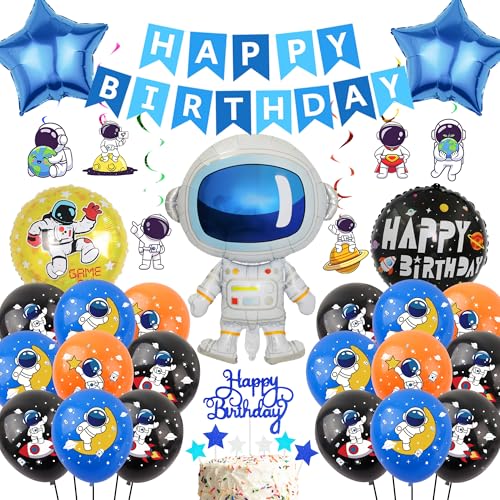 Weltraum Kindergeburtstag Deko Set Jungen - 49 Stück Geburtstag Dekoration für Kinder, Stern Rund Astronauten Folienballon Happy Birthday Banner Space Girlande Kuchendeko Weltraum Kindergeburtstag Deko Set Jungen - 49 Stück Geburtstag Dekoration für Kinder, Stern Rund Astronauten Folienballon Happy Birthday Banner Space Girlande Kuchendeko von Runyuzi