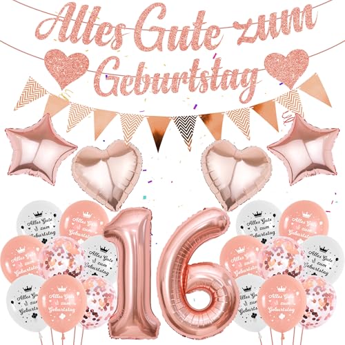 luftballon 16. Geburtstag Mädchen Rosegold - 58 Stücke Geburtstagsdeko 16 Jahr, Zahlen 16 Ballons Deko Alles Gute zum Girlande Folienballon Banner für Kindergeburtstag Roségold Dekoration luftballon 16. Geburtstag Mädchen Rosegold - 58 Stücke Geburtstagsdeko 16 Jahr, Zahlen 16 Ballons Deko Alles Gute zum Girlande Folienballon Banner für Kindergeburtstag Roségold Dekoration von Runyuzi