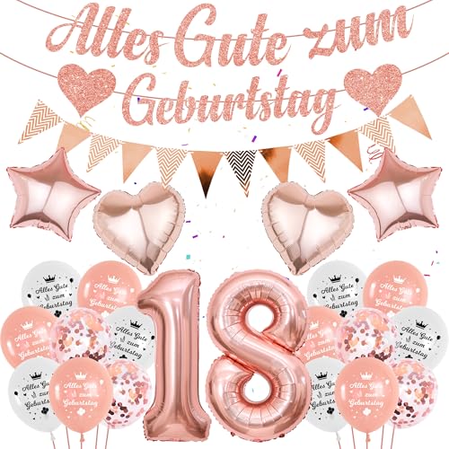 luftballon 18. Geburtstag Mädchen Rosegold - 58 Stücke Geburtstagsdeko 18 Jahr, Zahlen 18 Ballons Deko Alles Gute zum Girlande Folienballon Banner für Frauen Roségold Party Dekoration luftballon 18. Geburtstag Mädchen Rosegold - 58 Stücke Geburtstagsdeko 18 Jahr, Zahlen 18 Ballons Deko Alles Gute zum Girlande Folienballon Banner für Frauen Roségold Party Dekoration von Runyuzi