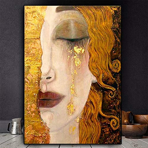 DIY 5D Diamant Painting Bilder Voll Kit, Gustav Klimt Träne Diamant Malerei für Erwachsene Kind Kreuzstich Kristall Strass Stickerei Diamond Gemälde Handwerk Heimwand Dekor Square Drill,40x50cm von Ruohuo