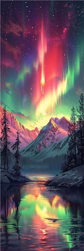 Diamond Painting Schneeberg Diamant Painting Bilder Nordlichter Diamond Art Painting erwachsene Groß,Diamant Kunst Malerei Full Diamond Painting Zubehör,SchlafZimmer Deko Wohnzimmer,210x70cm,EL-433 von Ruohuo