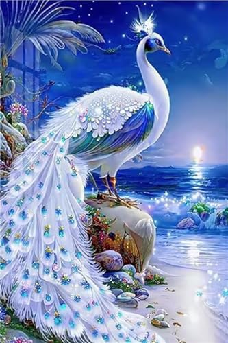 Diamond Painting Tierischer Pfau, 5D DIY 20x40cm, Erwachsene Bastelset, Full Drill Square Diamant Art Stickerei Set, Zimmer Deko Wohnzimmer -31 von Ruohuo