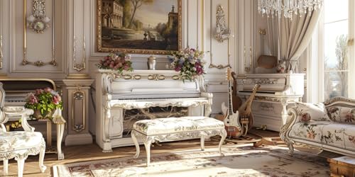 Ruohuo 5D Diamond Painting Klavier Diamant Painting Bilder Retro Diamond Painting Erwachsene, DIY Diamant Kunst Malerei Stickerei Kreuzstich Set Home Wanddeko Aesthetic, Geschenke für Frauen 30x60cm von Ruohuo