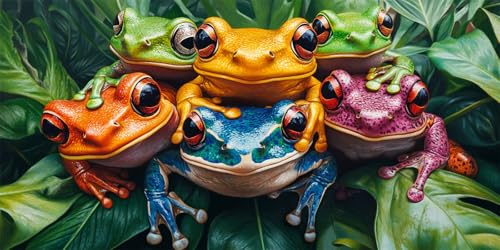 Ruohuo Frosch Diamond Painting Erwachsene Groß XXL 25x50cm,Farbe Diamond Painting Zubehör Voll Set, 5D Eckige Diamond Art Painting Kinder Strass Stickerei Malerei Set für Zimmer Deko Wohnzimmer Gifts von Ruohuo