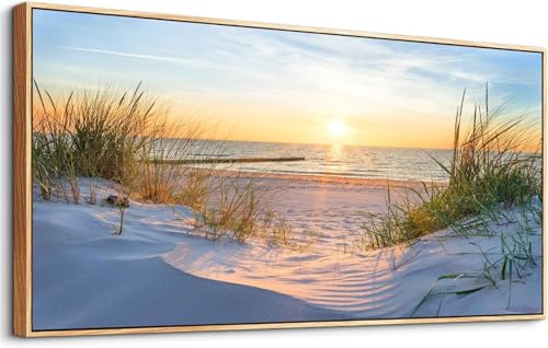 Strand Malen Nach Zahlen Erwachsene Groß 90x40cm, Malen Nach Zahlen Sonnenuntergang, Kreativ Set für Erwachsene, Handgemalt Ölgemälde Leinwand Kit mit 3 Set Pinseln Acrylfarben, Home Dekor, Rahmenlos von Ruohuo