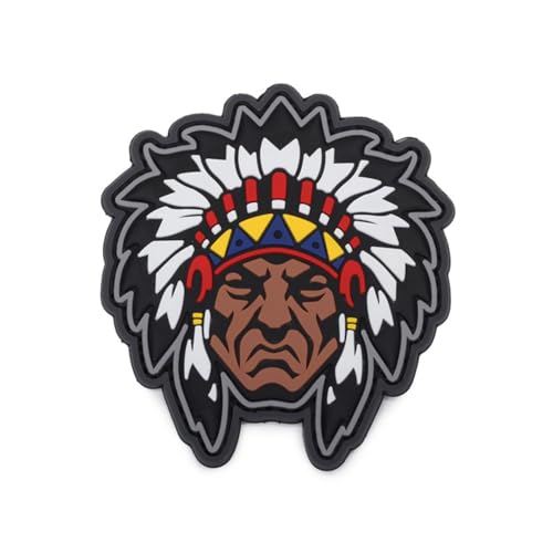 Ruoming 1 PVC Indianer Kopfschmuck PVC Patch 7,4 x 7,9 cm Glow in Dark Hakenverschluss Ruoming 1 PVC Indianer Kopfschmuck PVC Patch 7,4 x 7,9 cm Glow in Dark Hakenverschluss von Ruoming