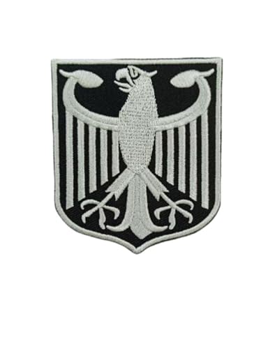 Ruoming 1 Stück Deutschland Wappen Deutscher Adler Schild Metallic bestickt zum Aufbügeln oder Aufnähen, 8 x 7 cm, Dunkelgrau Ruoming 1 Stück Deutschland Wappen Deutscher Adler Schild Metallic bestickt zum Aufbügeln oder Aufnähen, 8 x 7 cm, Dunkelgrau von Ruoming
