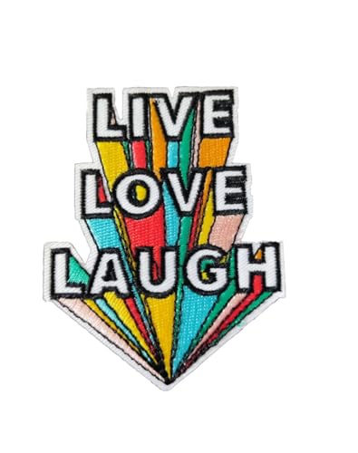 Ruoming 1 x Aufnäher mit Aufschrift "Live Love Laugh", bestickt, lustig, zum Aufbügeln oder Aufnähen (8,8 x 7 cm) von Ruoming