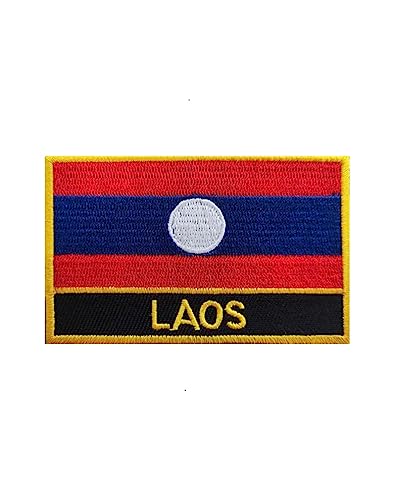 Ruoming 1 x Aufnäher mit Laos-Flagge, zum Aufbügeln oder Aufnähen, bestickt, taktisch, Militär, Nationallaos (Laos) von Ruoming