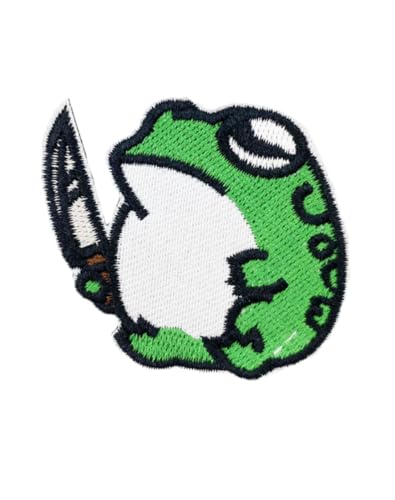 Ruoming 1 x Octory Fat Frosch mit Messer zum Aufbügeln oder Aufbügeln mit Adler, besticktes Abzeichen zum Aufbügeln oder Aufnähen (Frosch) von Ruoming