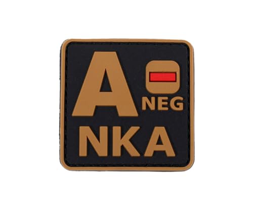 Ruoming 1 x taktischer Blutgruppen-Patch, 5,1 x 5,1 cm, PVC, 3D, Hakenverschluss (Braun A-) von Ruoming