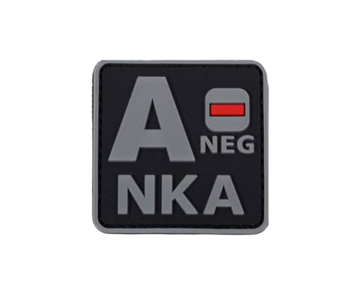 Ruoming 1 x taktischer Blutgruppen-Patch, 5,1 x 5,1 cm, PVC, 3D, Hakenverschluss (Grau A-) von Ruoming