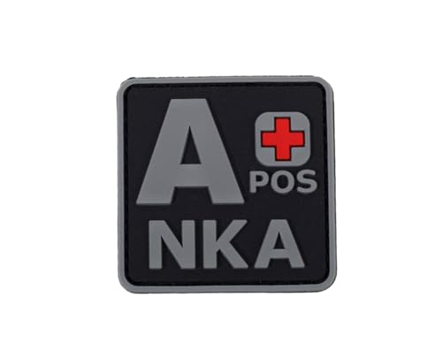 Ruoming 1 x taktischer Blutgruppen-Patch, 5,1 x 5,1 cm, PVC, 3D, Hakenverschluss (Grau A +) von Ruoming