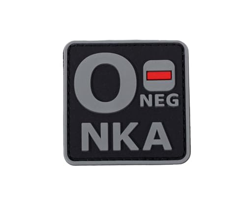 Ruoming 1 x taktischer Blutgruppen-Patch, 5,1 x 5,1 cm, PVC, 3D, Hakenverschluss (Grau O) von Ruoming
