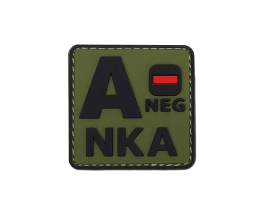 Ruoming 1 x taktischer Blutgruppen-Patch, 5,1 x 5,1 cm, PVC, 3D, Hakenverschluss (Grün A-) von Ruoming