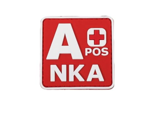 Ruoming 1 x taktischer Blutgruppen-Patch, 5,1 x 5,1 cm, PVC, 3D, Hakenverschluss (Rot A +) von Ruoming
