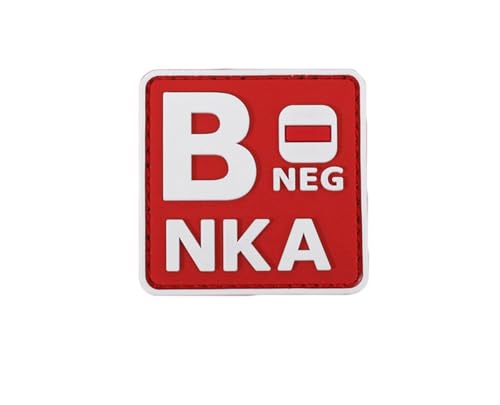 Ruoming 1 x taktischer Blutgruppen-Patch, 5,1 x 5,1 cm, PVC, 3D, Hakenverschluss (Rot B) von Ruoming