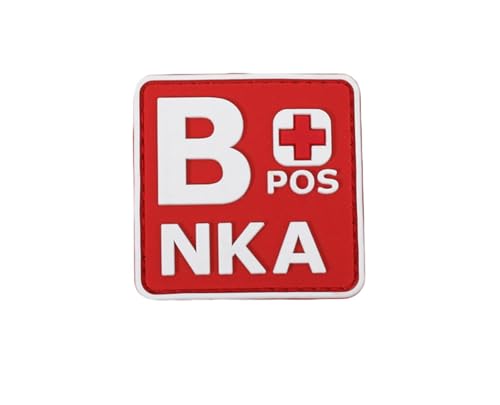 Ruoming 1 x taktischer Blutgruppen-Patch, 5,1 x 5,1 cm, PVC, 3D, Hakenverschluss (Rot B +) von Ruoming