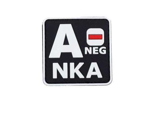 Ruoming 1 x taktischer Blutgruppen-Patch, 5,1 x 5,1 cm, PVC, 3D, Hakenverschluss (Weiß A-) von Ruoming