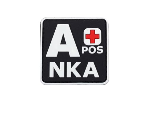 Ruoming 1 x taktischer Blutgruppen-Patch, 5,1 x 5,1 cm, PVC, 3D, Hakenverschluss (Weiß A +) von Ruoming