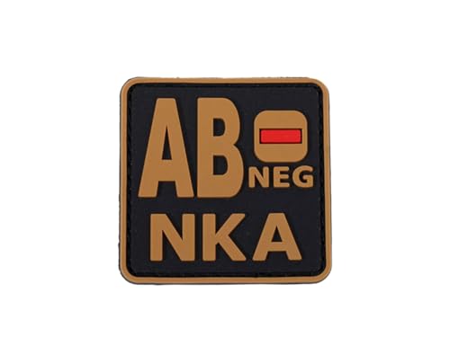 Ruoming 1 x taktischer Blutgruppen-Patch, 5,1 x 5,1 cm, PVC, 3D, Hakenverschluss (braun AB) von Ruoming