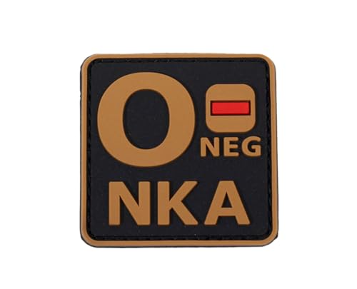 Ruoming 1 x taktischer Blutgruppen-Patch, 5,1 x 5,1 cm, PVC, 3D, Hakenverschluss (braun O-) von Ruoming
