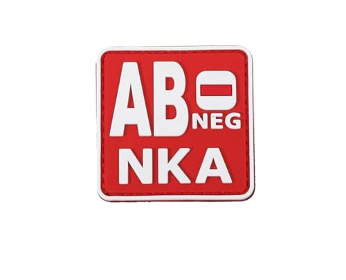 Ruoming 1 x taktischer Blutgruppen-Patch, 5,1 x 5,1 cm, PVC, 3D, Hakenverschluss (rot AB-) von Ruoming