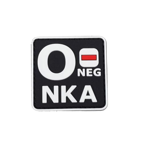 Ruoming 1 x taktischer Blutgruppen-Patch, 5,1 x 5,1 cm, PVC, 3D, Hakenverschluss (weiß O-) von Ruoming