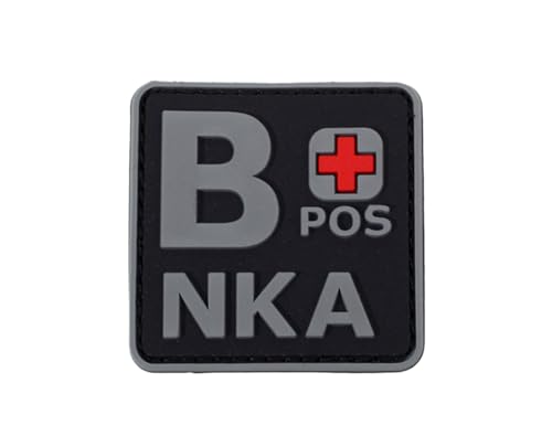 Ruoming 1 x taktischer Blutgruppen-Patch, 5,1 x 5,1 cm, PVC 3D, Hakenverschluss (Grau B+) von Ruoming