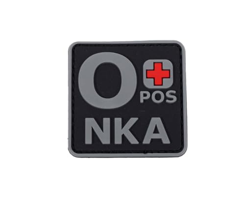 Ruoming 1 x taktischer Blutgruppen-Patch, 5,1 x 5,1 cm, PVC 3D, Hakenverschluss (Grau O+) von Ruoming