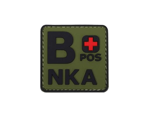Ruoming 1 x taktischer Blutgruppen-Patch, 5,1 x 5,1 cm, PVC 3D, Hakenverschluss (Grün B +) von Ruoming