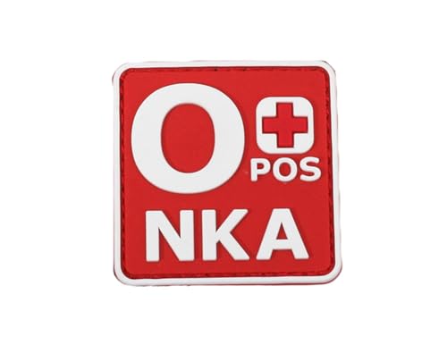 Ruoming 1 x taktischer Blutgruppen-Patch, 5,1 x 5,1 cm, PVC 3D, Hakenverschluss (Rot O+) von Ruoming