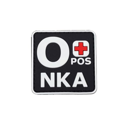 Ruoming 1 x taktischer Blutgruppen-Patch, 5,1 x 5,1 cm, PVC 3D, Hakenverschluss (Weiß O+) von Ruoming