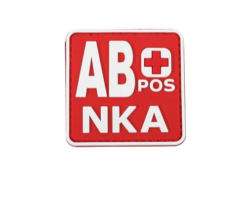 Ruoming 1 x taktischer Blutgruppen-Patch, 5,1 x 5,1 cm, PVC 3D, Hakenverschluss (rot AB+) von Ruoming