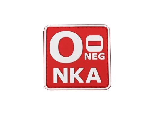 Ruoming 1 x taktischer Blutgruppen-Patch, 5,1 x 5,1 cm, PVC 3D, Hakenverschluss (rot O-) von Ruoming