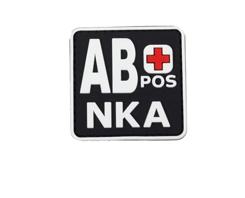 Ruoming 1 x taktischer Blutgruppen-Patch, 5,1 x 5,1 cm, PVC 3D, Hakenverschluss (weiß AB +) von Ruoming
