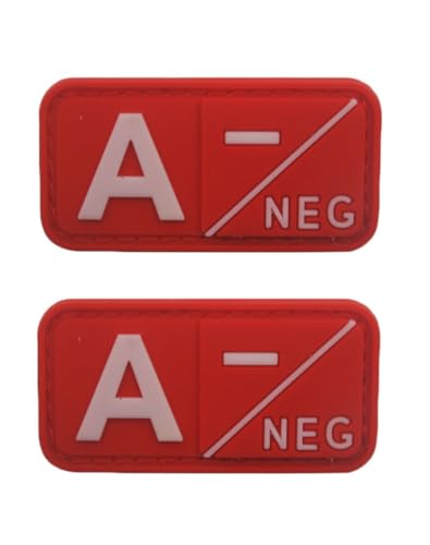 Ruoming 2 Stück Outdoor 3D PVC Weichgummi Medizinische Blutgruppe, Rrescue Hakenverschlüsse, Moral-Abzeichen, DIY-Zubehör (Rot A-) von Ruoming