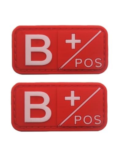 Ruoming 2 Stück Outdoor 3D PVC Weichgummi Medizinische Blutgruppe, Rrescue Hakenverschlüsse, Moral-Abzeichen, DIY-Zubehör (Rot B+) von Ruoming