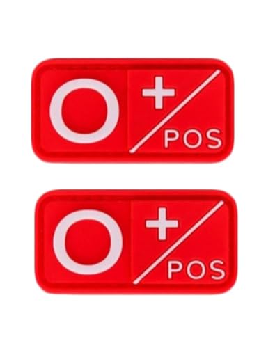 Ruoming 2 Stück Outdoor 3D PVC Weichgummi Medizinische Blutgruppe, Rrescue Hakenverschlüsse, Moral-Abzeichen, DIY-Zubehör (Rot O+) von Ruoming
