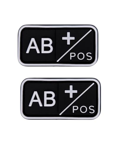 Ruoming 2 Stück Outdoor 3D PVC Weichgummi Medizinische Blutgruppe, Rrescue Hakenverschlüsse, Moral-Abzeichen, DIY-Zubehör (Weiß AB+) von Ruoming