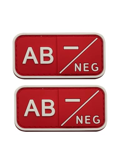 Ruoming 2 Stück Outdoor 3D PVC Weichgummi Medizinische Blutgruppe, Rrescue Hakenverschlüsse, Moral-Abzeichen, DIY-Zubehör (rot und weiß AB-) von Ruoming