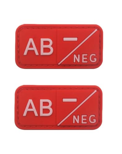 Ruoming 2 Stück Outdoor 3D PVC Weichgummi Medizinische Blutgruppe Rrescue Hakenverschlüsse Abzeichen, Moral-Abzeichen, DIY-Zubehör (Rot AB-) von Ruoming