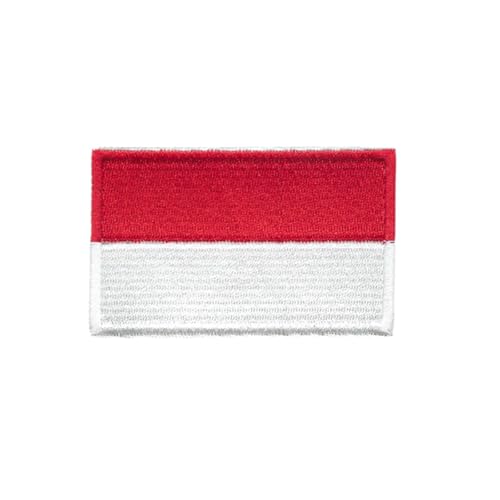 Ruoming Ruoming Aufnäher zum Aufbügeln, Motiv: Nationalflagge 1, 8 x 5 cm, bestickt, selbstklebend, für Kleidung, Taschen (Indonesien), 1 Stück von Ruoming