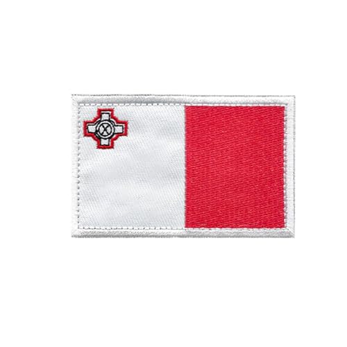 Ruoming Ruoming Aufnäher zum Aufbügeln, Motiv: Nationalflagge 1, 8 x 5 cm, bestickt, selbstklebend, für Kleidung, Taschen (Malta), 1 Stück von Ruoming