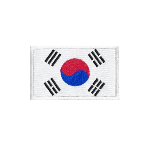Ruoming Ruoming Aufnäher zum Aufbügeln, Motiv: Nationalflagge 1, 8 x 5 cm, bestickt, selbstklebend, für Kleidung, Taschen (Südkorea) von Ruoming