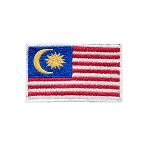 Ruoming Ruoming Aufnäher zum Aufbügeln, Nationalflagge, 8 x 5 cm, bestickt, selbstklebend, für Kleidung, Taschen, 1 Stück (Malaysia) von Ruoming