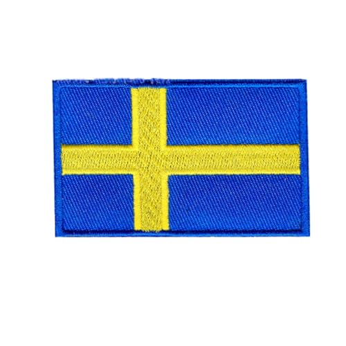 Ruoming Ruoming Aufnäher zum Aufbügeln, Nationalflagge, 8 x 5 cm, bestickt, selbstklebend, für Kleidung, Taschen, 1 Stück (Schweden) von Ruoming