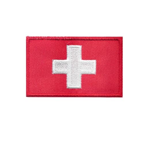 Ruoming Ruoming Aufnäher zum Aufbügeln, Nationalflagge, 8 x 5 cm, bestickt, selbstklebend, für Kleidung, Taschen, 1 Stück (Schweiz) von Ruoming