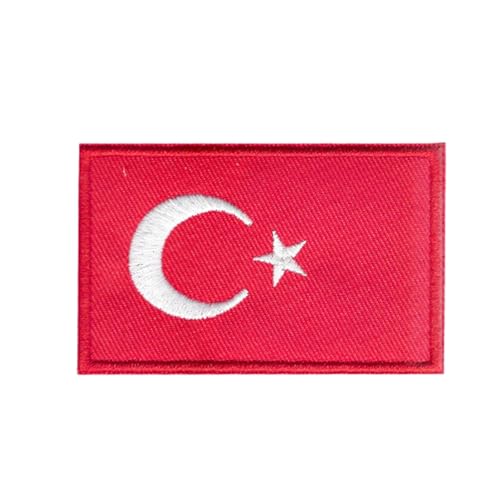 Ruoming Ruoming Aufnäher zum Aufbügeln, Nationalflagge, 8 x 5 cm, bestickt, selbstklebend, für Kleidung, Taschen, 1 Stück (Türkiye) von Ruoming